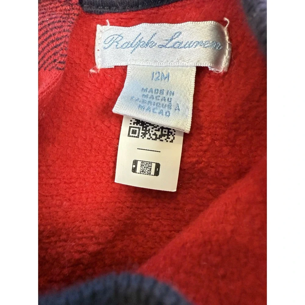 Ralph Lauren Polo Baby Girl Bear Top Dress Red Black Flannel Buffalo Check 12M